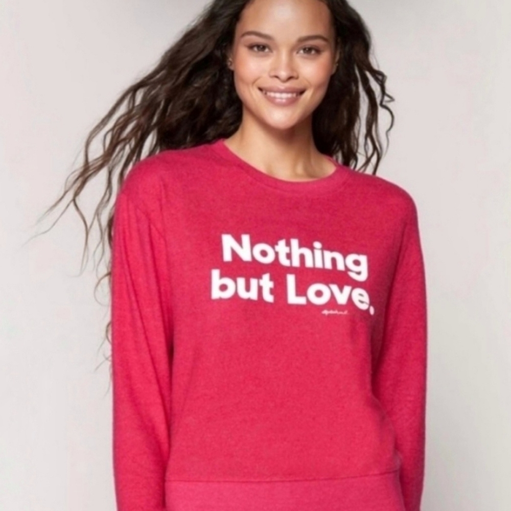 Spiritual Gangster Large New! Nothing But Love Hot Pink Top